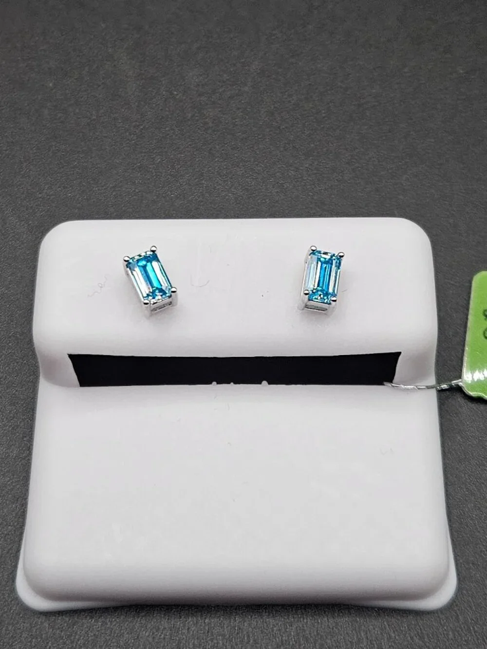 925 sterling silver aquamarine moissanite earrings emerald cut studs 0.56ctw